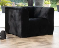 Online Fauteuil design cubique en velours anthracite avec surpiqures