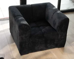 Online Fauteuil design cubique en velours anthracite avec surpiqures