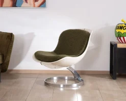 Discount Fauteuil design pop coque en plexiglass et tissu bouclette vert kaki "AstroPop" Fauteuil