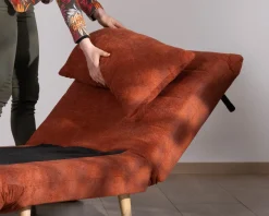 Online Fauteuil design scandinave en tissu terracotta "Folda" convertible en lit d'appoint Fauteuil