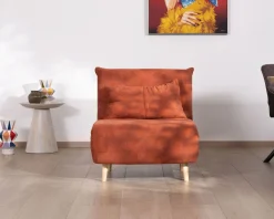 Online Fauteuil design scandinave en tissu terracotta 