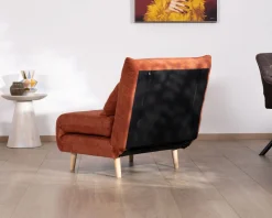 Online Fauteuil design scandinave en tissu terracotta 