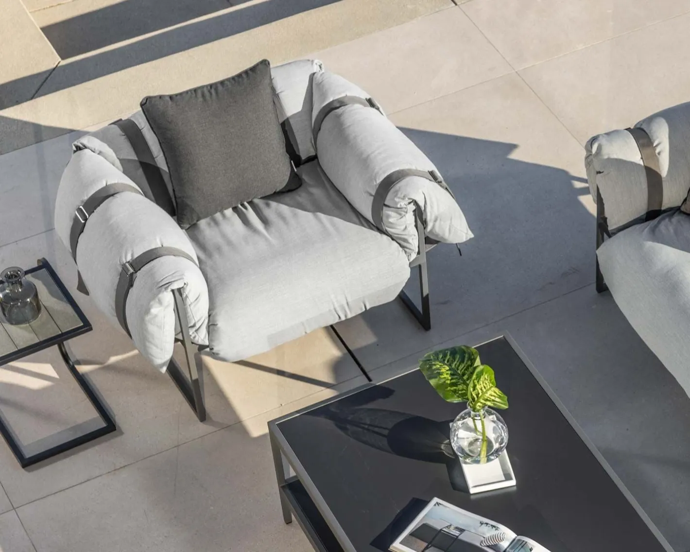 Best Fauteuil de terrasse matelassé gris clair ultra confort structure aluminium "Paquetage" Fauteuil De Jardin