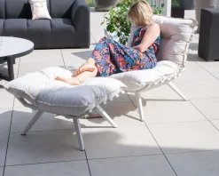Discount Fauteuil d'extérieur blanc avec repose-pieds modulaire structure aluminium blanche "Lisca" Bain De Soleil|Fauteuil De Jardin