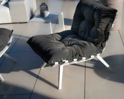 Hot Fauteuil d'extérieur grand confort avec repose-pieds modulaire gris foncé et blanc 