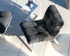 Hot Fauteuil d'extérieur grand confort avec repose-pieds modulaire gris foncé et blanc 