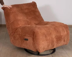Outlet Fauteuil enveloppant en velours côtelé terracotta 