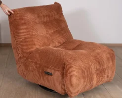 Outlet Fauteuil enveloppant en velours côtelé terracotta 