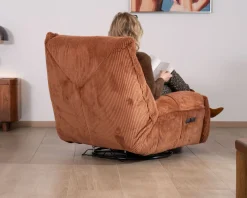 Outlet Fauteuil enveloppant en velours côtelé terracotta 