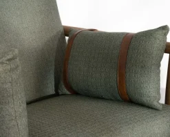 New Fauteuil esprit ethnique en tissu gaufré kaki "Plume" Fauteuil