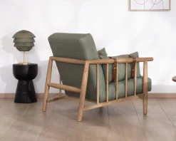 New Fauteuil esprit ethnique en tissu gaufré kaki 