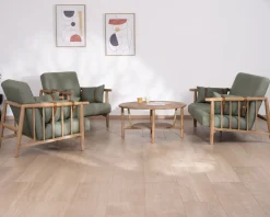 New Fauteuil esprit ethnique en tissu gaufré kaki 