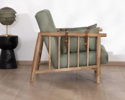 New Fauteuil esprit ethnique en tissu gaufré kaki 