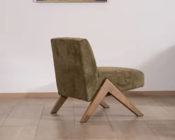 Discount Fauteuil esprit vintage en tissu vert kaki clair 