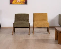 Discount Fauteuil esprit vintage en tissu vert kaki clair 