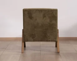 Discount Fauteuil esprit vintage en tissu vert kaki clair 