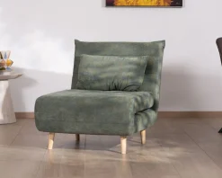New Fauteuil esprit vintage en tissu vert kaki 