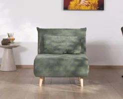 New Fauteuil esprit vintage en tissu vert kaki 