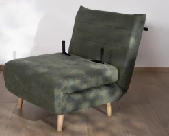 New Fauteuil esprit vintage en tissu vert kaki 