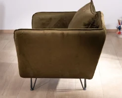 Discount Fauteuil kaki tissu ultra doux design vintage 
