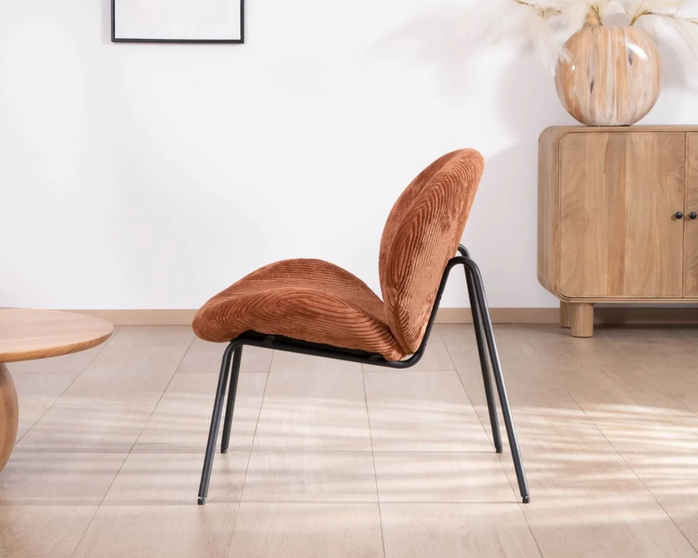Fauteuil lounge design en velours côtelé rouille "Sonate" Fauteuil