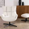 Online Fauteuil pivotant avec repose-pieds modulaire en tissu bouclette écru "Calista" Fauteuil