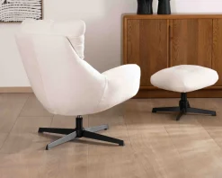 Online Fauteuil pivotant avec repose-pieds modulaire en tissu bouclette écru 