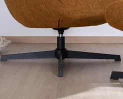 Hot Fauteuil pivotant design avec repose-pieds "Calista" en tissu chenillé rouille esprit vintage Fauteuil