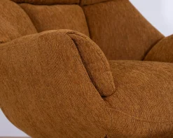 Hot Fauteuil pivotant design avec repose-pieds "Calista" en tissu chenillé rouille esprit vintage Fauteuil