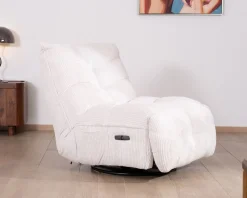 Best Fauteuil pivotant et inclinable en velours côtelé écru 