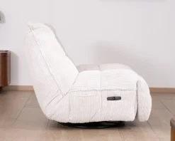 Best Fauteuil pivotant et inclinable en velours côtelé écru 