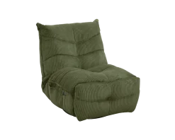 Outlet Fauteuil relax esprit cosy en velours côtelé vert "Cascada" avec inclinaison électrique Fauteuil