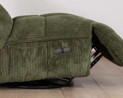 Outlet Fauteuil relax esprit cosy en velours côtelé vert