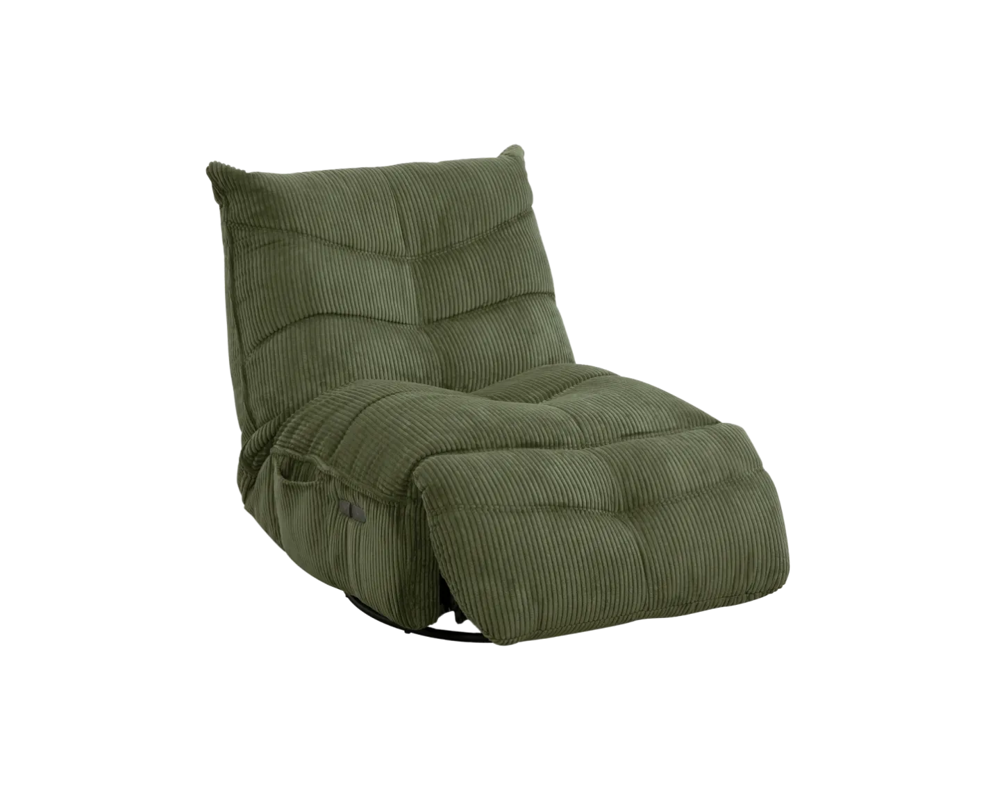 Outlet Fauteuil relax esprit cosy en velours côtelé vert "Cascada" avec inclinaison électrique Fauteuil