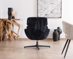 Best Fauteuil relax tournant 360° en velours côtelé noir 