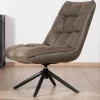 Hot Fauteuil relax ultra-confort avec pied rotatif "Grundy" en tissu microfibre vert kaki Fauteuil
