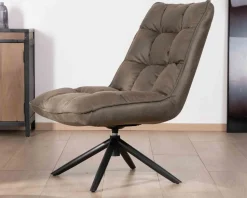 Hot Fauteuil relax ultra-confort avec pied rotatif "Grundy" en tissu microfibre vert kaki Fauteuil
