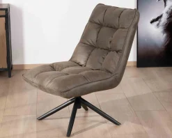 Hot Fauteuil relax ultra-confort avec pied rotatif "Grundy" en tissu microfibre vert kaki Fauteuil
