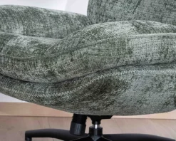 New Fauteuil rotatif design rétro en tissu soyeux vert sauge