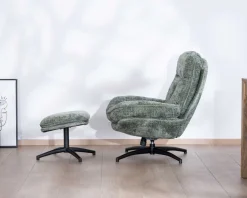 New Fauteuil rotatif design rétro en tissu soyeux vert sauge