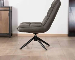 Discount Fauteuil rotatif ultra-confort en tissu microfibre gris foncé 