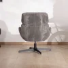 New Fauteuil rétro en tissu gris et pied pivotant en métal noir "Bissett" Fauteuil