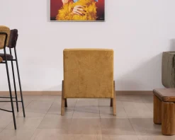 Best Fauteuil style vintage avec pieds boomerang "Tolga" coloris jaune moutarde Fauteuil
