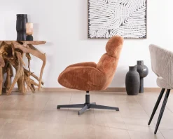 Hot Fauteuil tournant 360° en velours côtelé terracotta "Bissett" Fauteuil