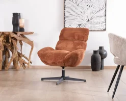 Hot Fauteuil tournant 360° en velours côtelé terracotta 