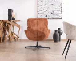 Hot Fauteuil tournant 360° en velours côtelé terracotta 