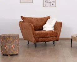 Outlet Fauteuil ultra confort en tissu terracotta "Hasting" style vintage cosy Fauteuil