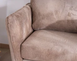 Discount Fauteuil ultra confort esprit scandinave en velours côtelé camel 