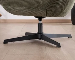 Outlet Fauteuil ultra confort tournant 360° en velours côtelé vert doux 