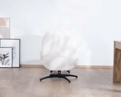 Best Fauteuil vintage avec pouf en tissu blanc ultra doux 